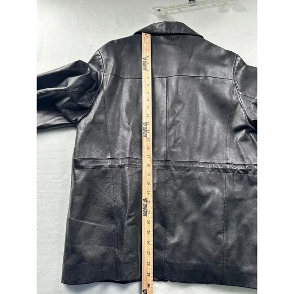 Vintage KC Collections Womens Black Leather Jacket  Zip Collar Style Outerwear - Picture 6 of 9